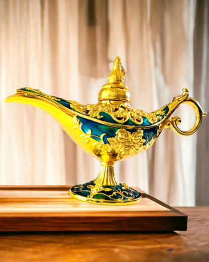 Lampă Mică Artizanală Aladdin - Artizanat Metalic Artistic pentru Decorarea Casei, gravură