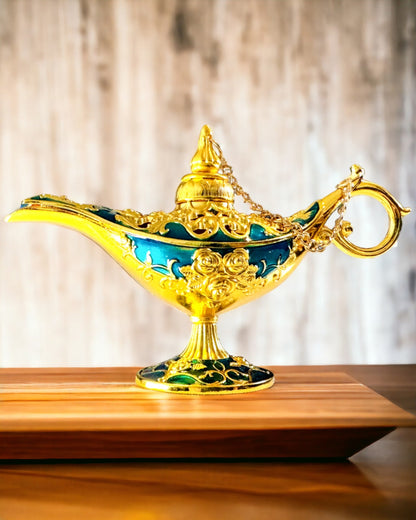 Lampă Mică Artizanală Aladdin - Artizanat Metalic Artistic pentru Decorarea Casei, gravură